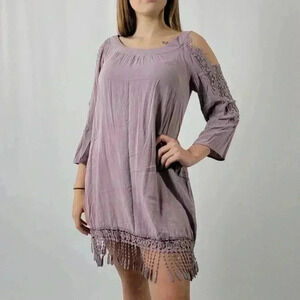 Venus Cold Shoulder Dress in Lavender - S